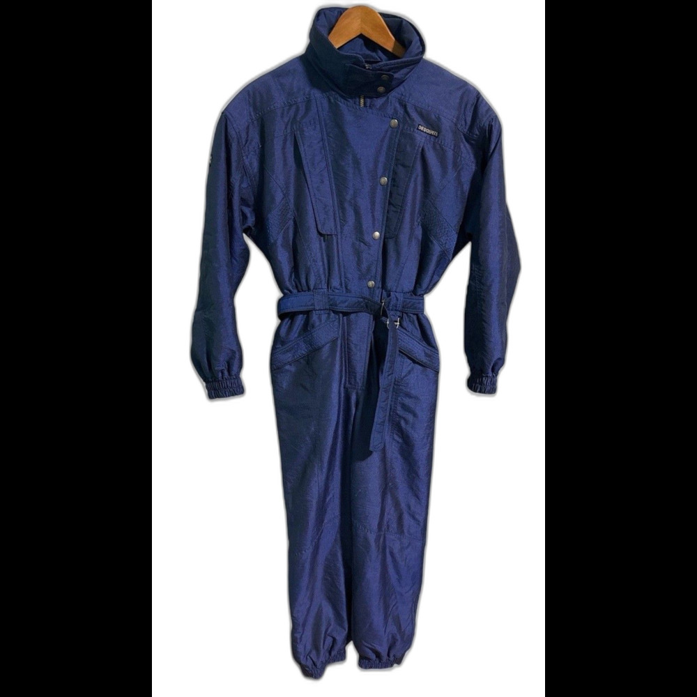 Descente Ski Snowsuit Womens Medium Blue One Piece Belted Japan Vintage 90s